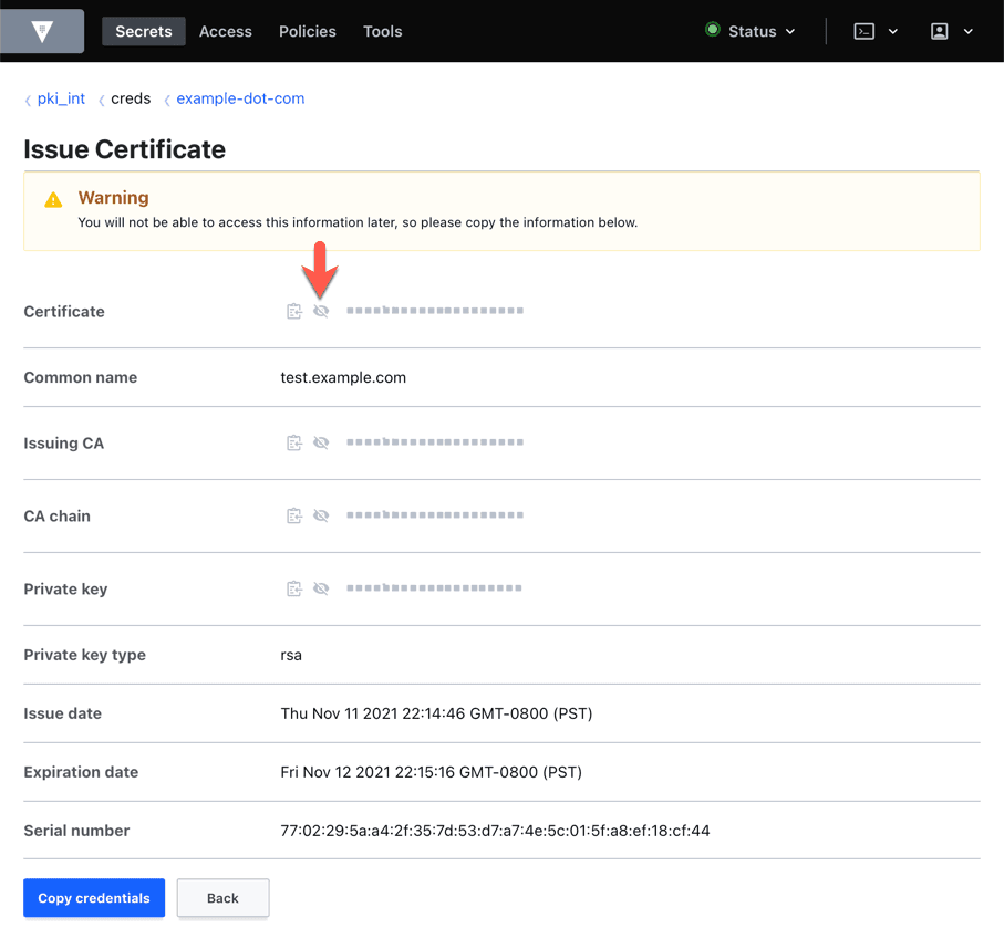 Issue Certificate